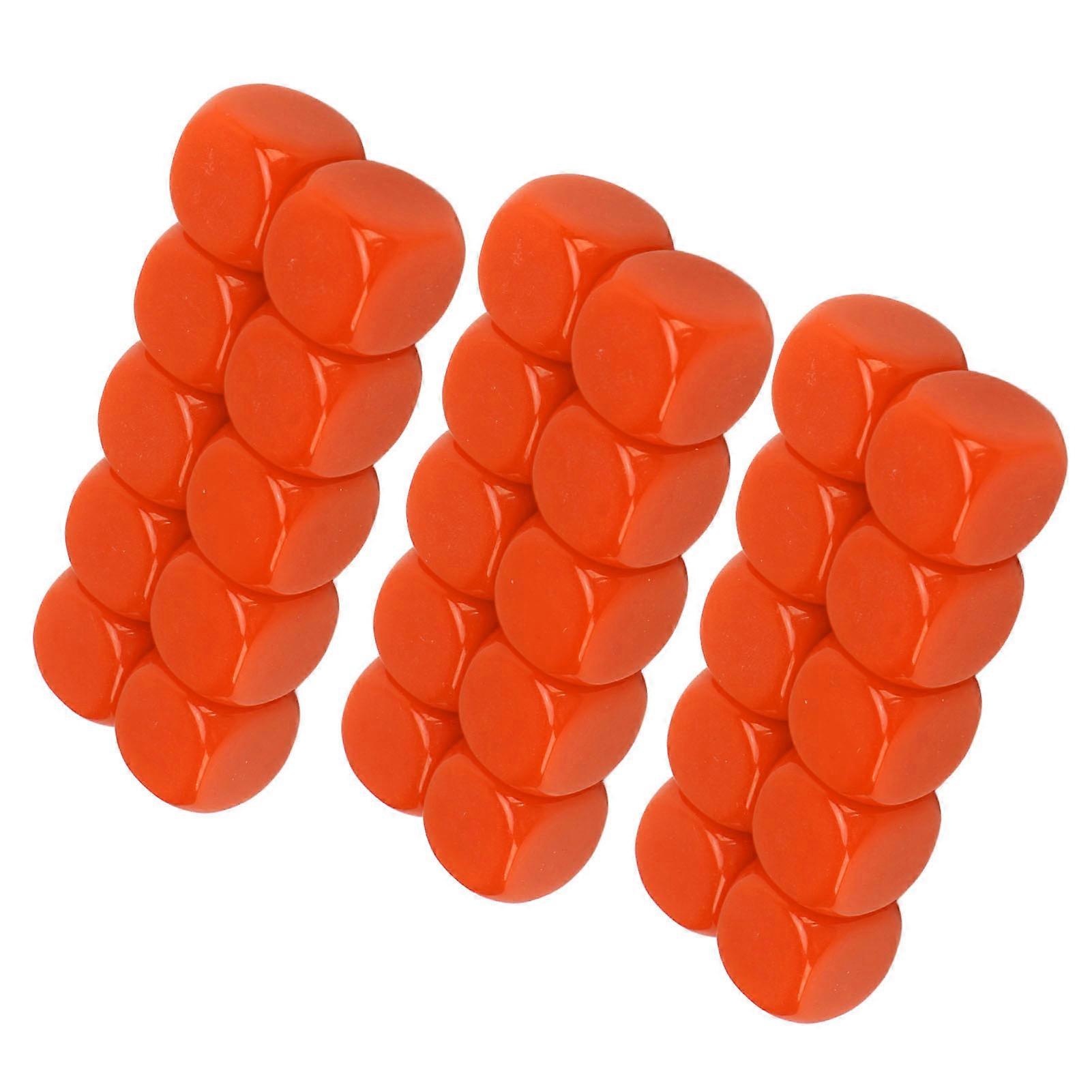30PCS 16MM Blank Dice Set Plastic Rounded 6 Sided Dice Cubes For Game Party Fun DIY Sticker Math Teaching Orange 