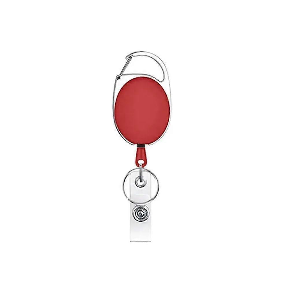 Retractable ID Holder with Carabiner, Belt Clip, Keychain for ID Cards and Name Badges, 2-Pack Red, 4 Total Pieces