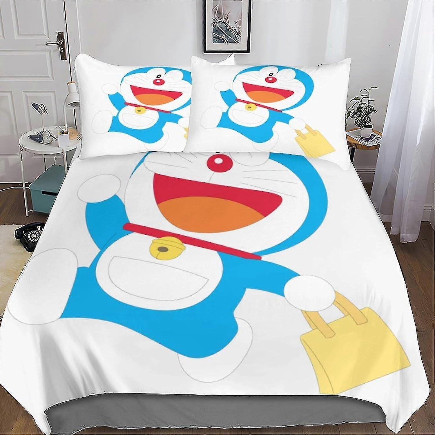 Conjunto de cama de anime fofo capa de edredão 3D colcha capa de edredão microfibra macia para crianças com fecho de zíper