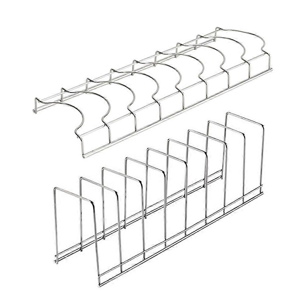 2Pcs Stainless Steel Kitchen Draining Racks for Dish Drying and Storage Silver