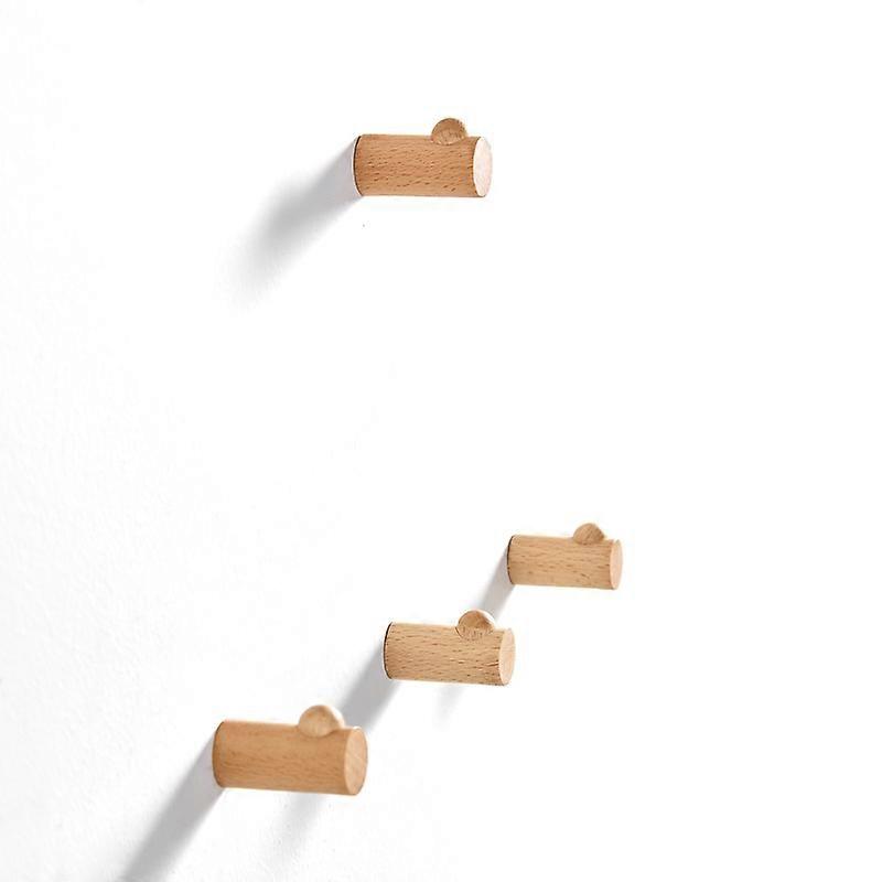 Wall Hook, Natural Wood Coat Hook Wall Mount (4 Pack)