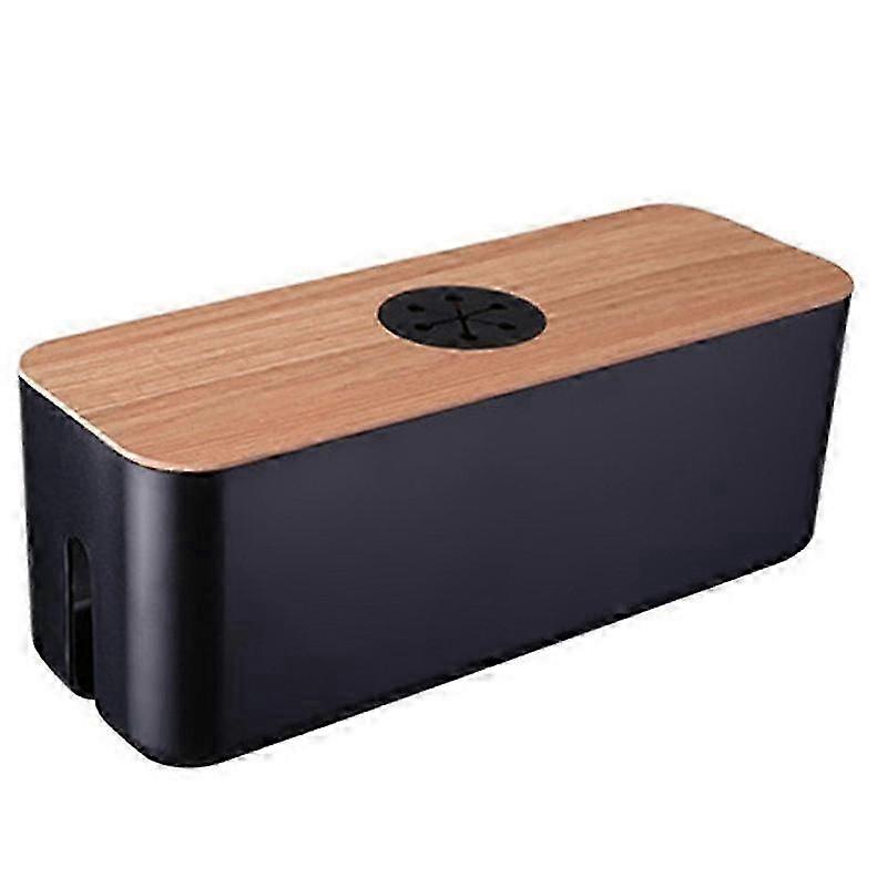 Wooden Power Cord Storage Box Dust-Proof Charger Socket Organizer Household Cable Winder