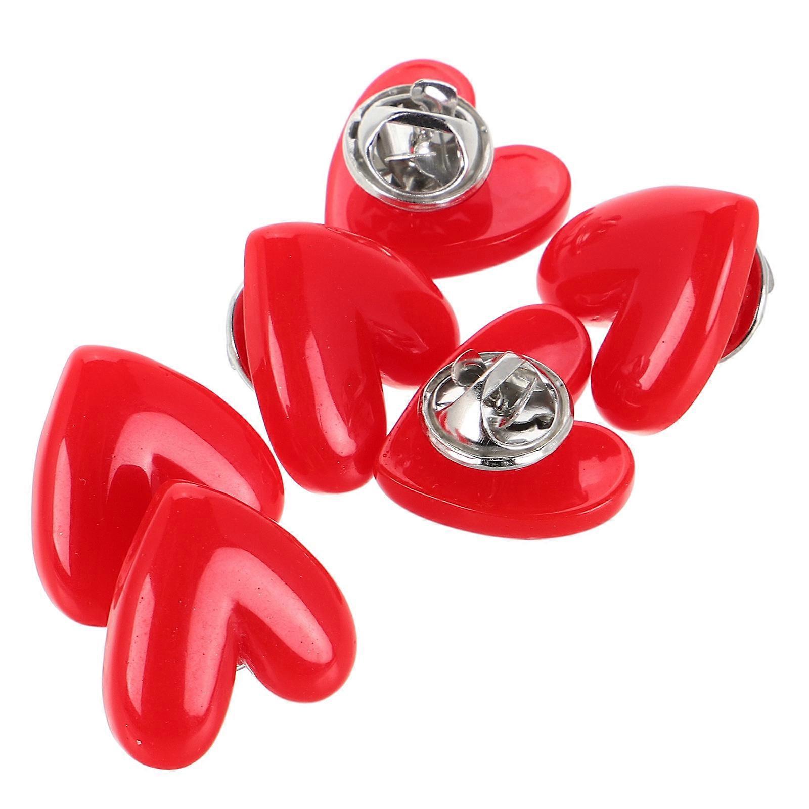 Flower Brooches For Women Heart Shaped Brooch Pins Red Elegant Accessory 6Pcs