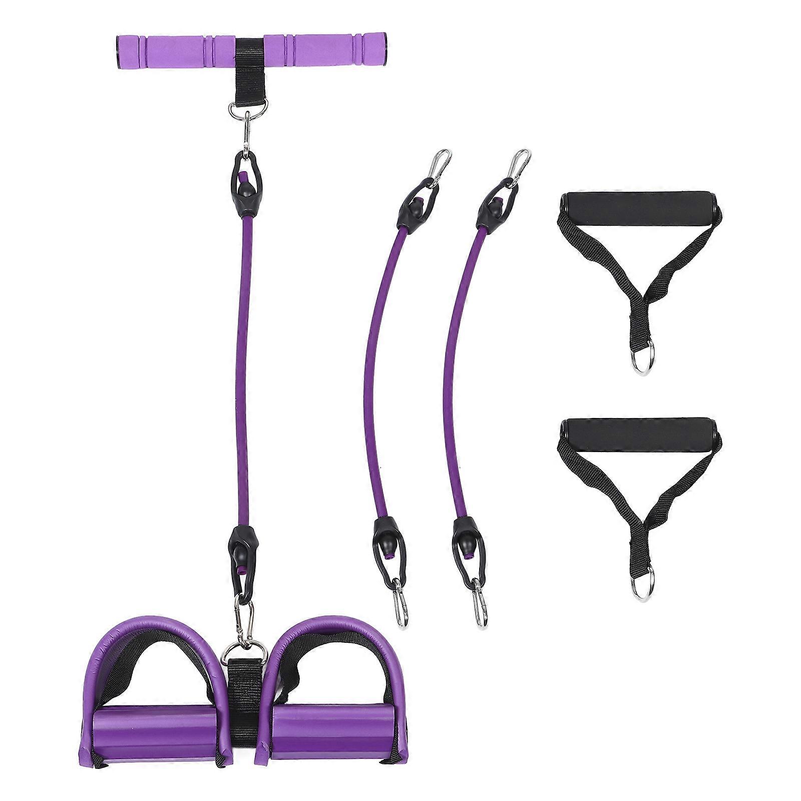 弾性プルロープフットペダル抵抗バンド腹部運動フィットネス機器パープル67.00X26.00X6.00CM 1セット