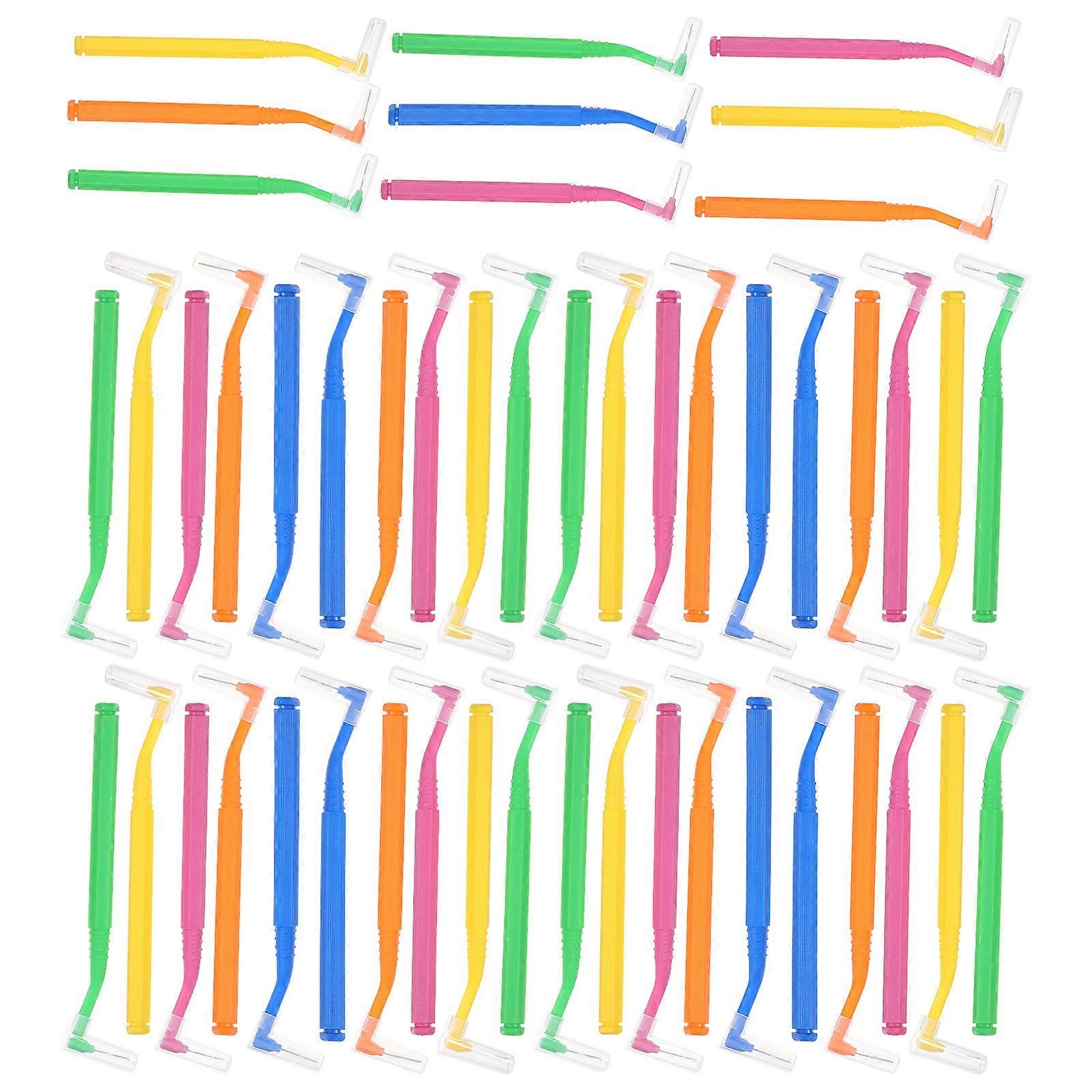 Professional Flossing Toothbrush for Cleaning L Shaped Design 50Pcs