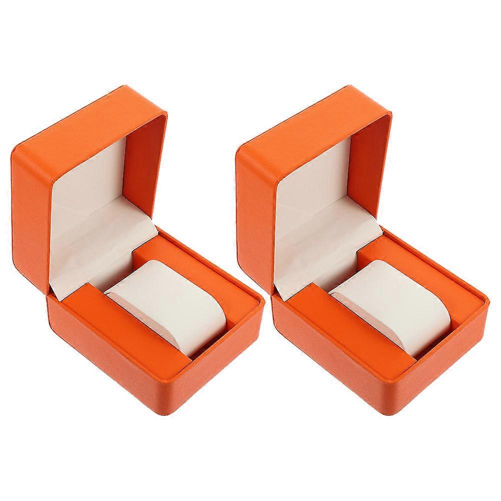Portable Watch Box Travel Cases Waterproof Storage Organizer 11.00X10.30X7.30CM Orange 2Pcs