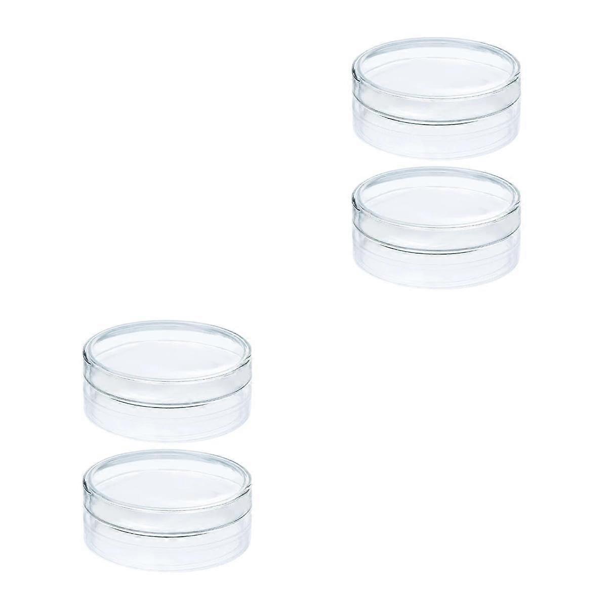 Petri Dish Expandable Kit 2 Sets 2 Pieces Each Glass Round Plates Ideal for Science Testing Laboratory Incubator