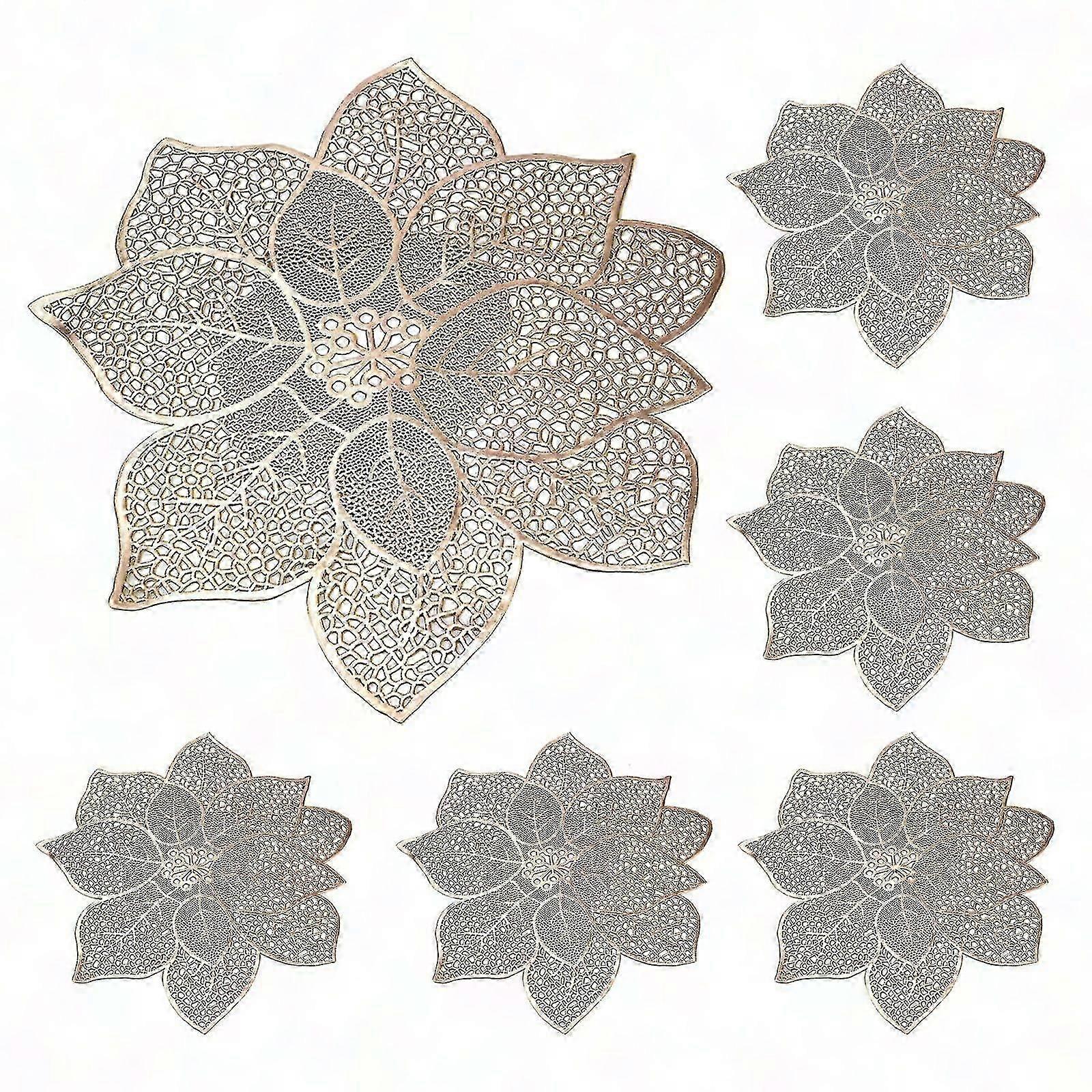 6 Pack Flower Shape Waterproof Pvc Placemats For Dining Table