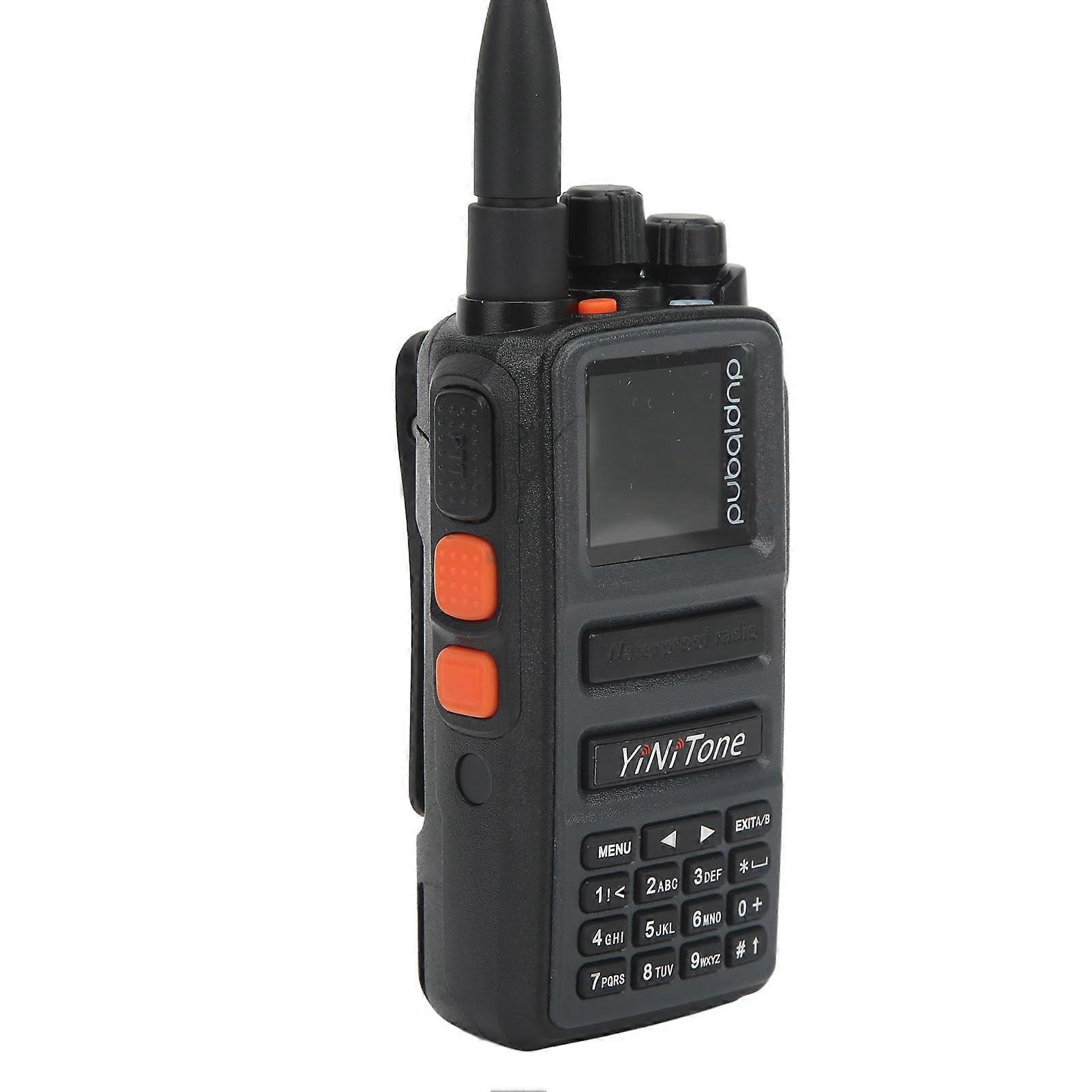 10W Wireless Walkie Talkie Dual Band 2 Way Radio UHF 400‑520MHz VHF 136‑174MHZ 199 Channels IP68 Waterproof AC100‑240V US Plug