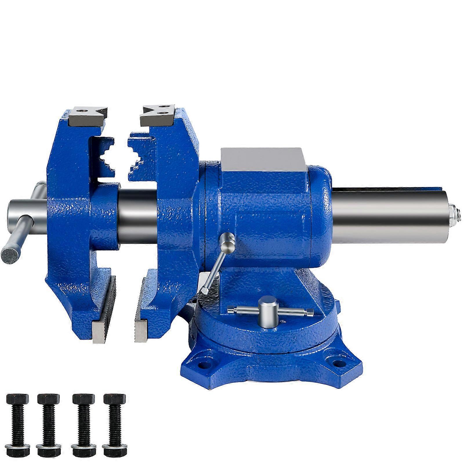 5" Heavy Duty Bench Vise, Double Swivel Rotating Vise Head/Body Rotates 360,Pipe Vise Bench Vices 30Kn Clamping Force