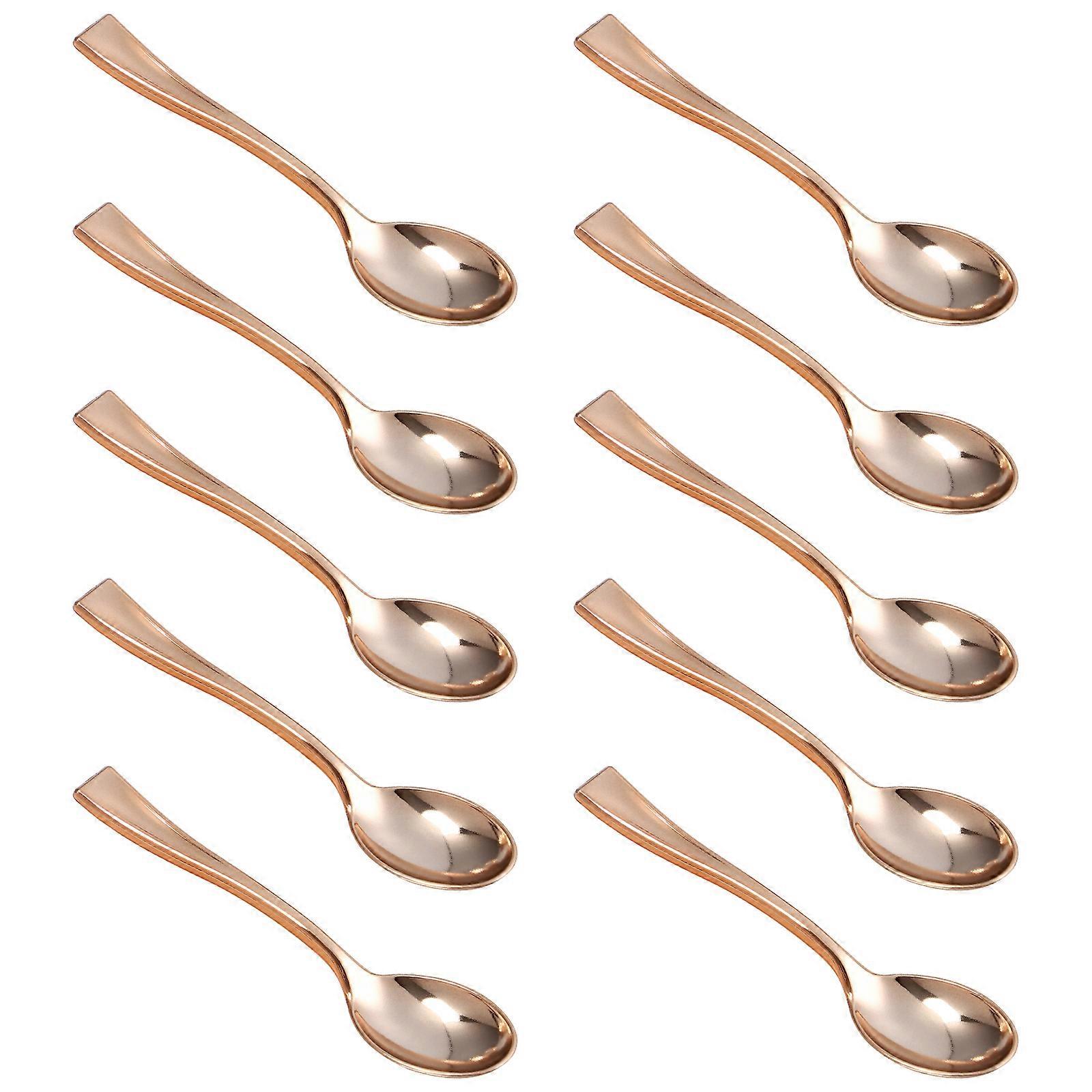 Dessert Tasting Spoons Mini Plastic Spoons Metal Like Texture 24Pcs