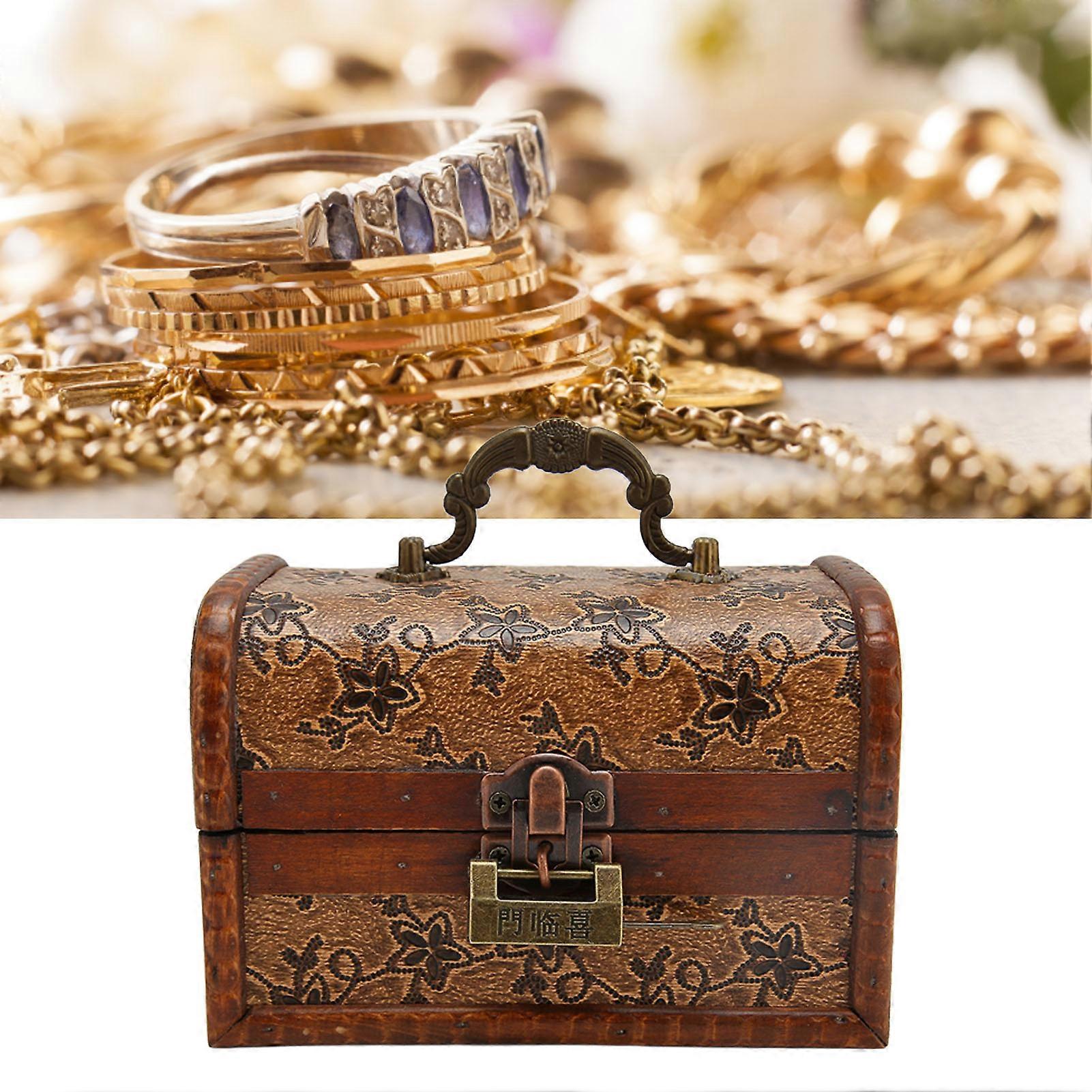 Vintage Wooden Storage Box Retro Exquisite Jewelry Storage Box for Home Decoration Props 6300G 01GK02 