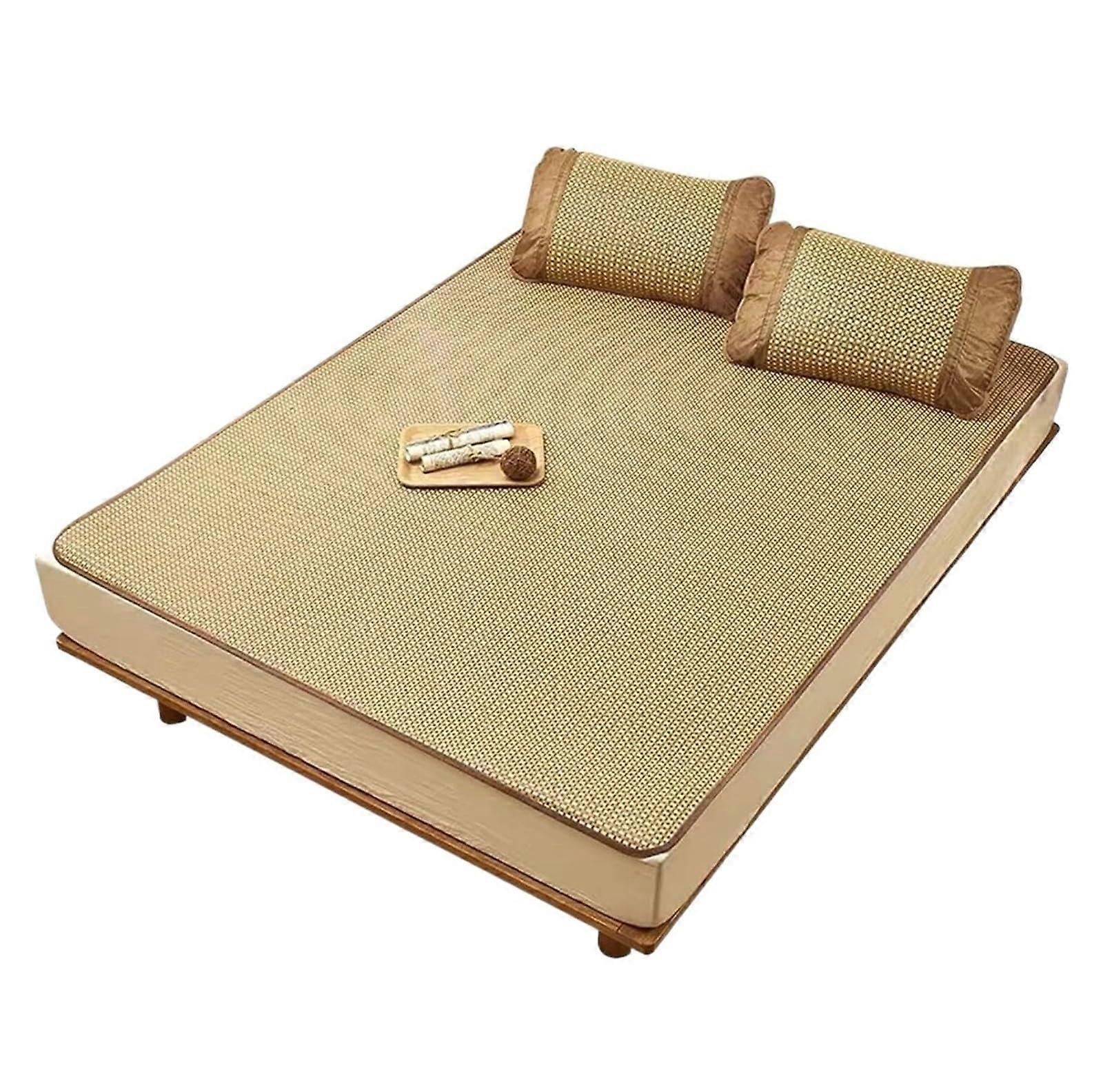 Bamboo Summer Sleeping Mat, Rattan, NonSlip, Foldable, Smooth, Cooling Mattress for Home, Dormitory (Color: A, Size: 1.8 * 2.0m/5.9 * 6.6ft)
