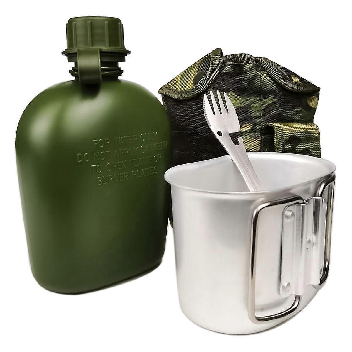 Army Water Bottle Set, Military Water Field Bottle, Camping Field Bottle Set with 1L Water Bottle