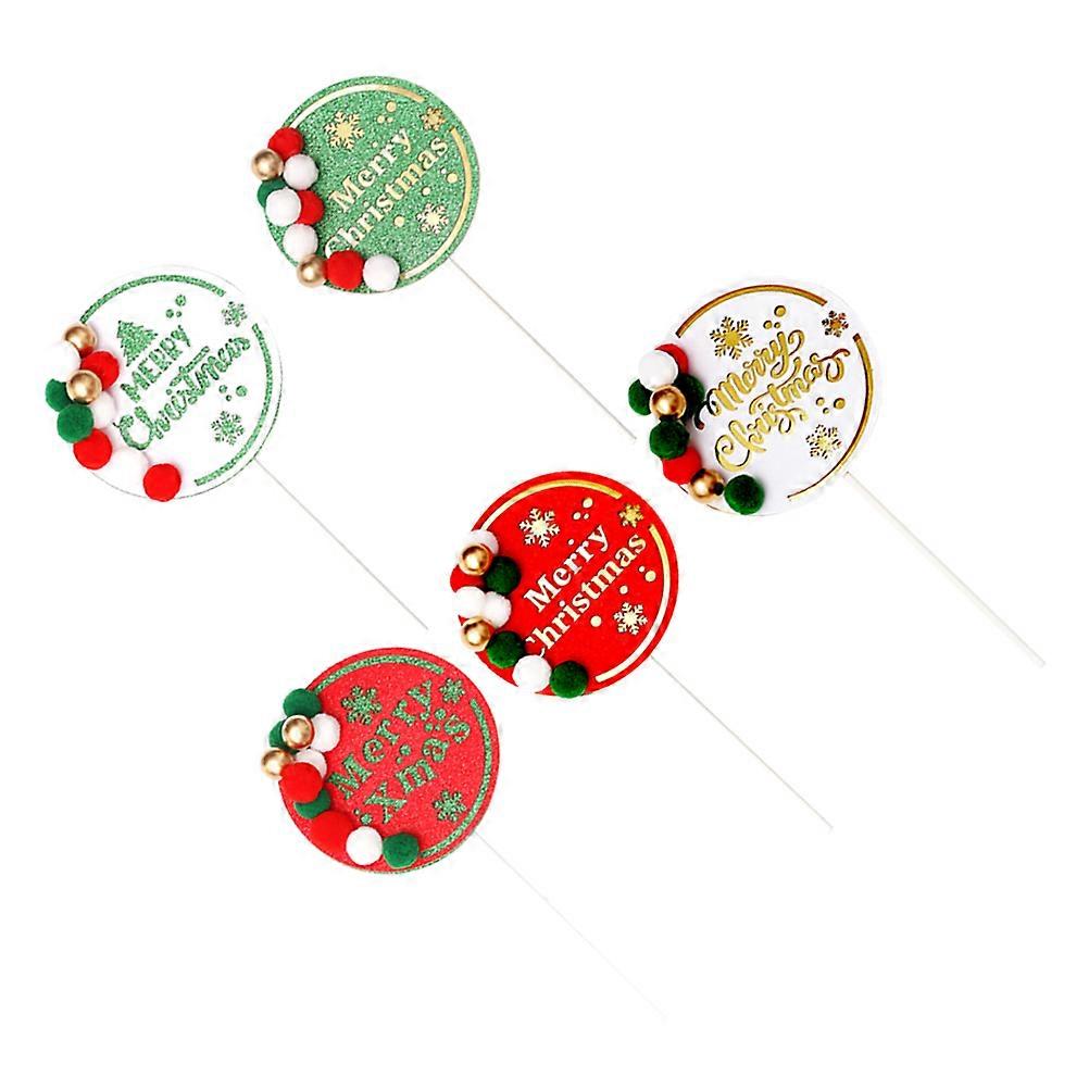 Shaped Cake Insert Topper Assorted Color Paper Material For Cakes Ice Cream 20*10cm Christmas Decor 5Pcs
