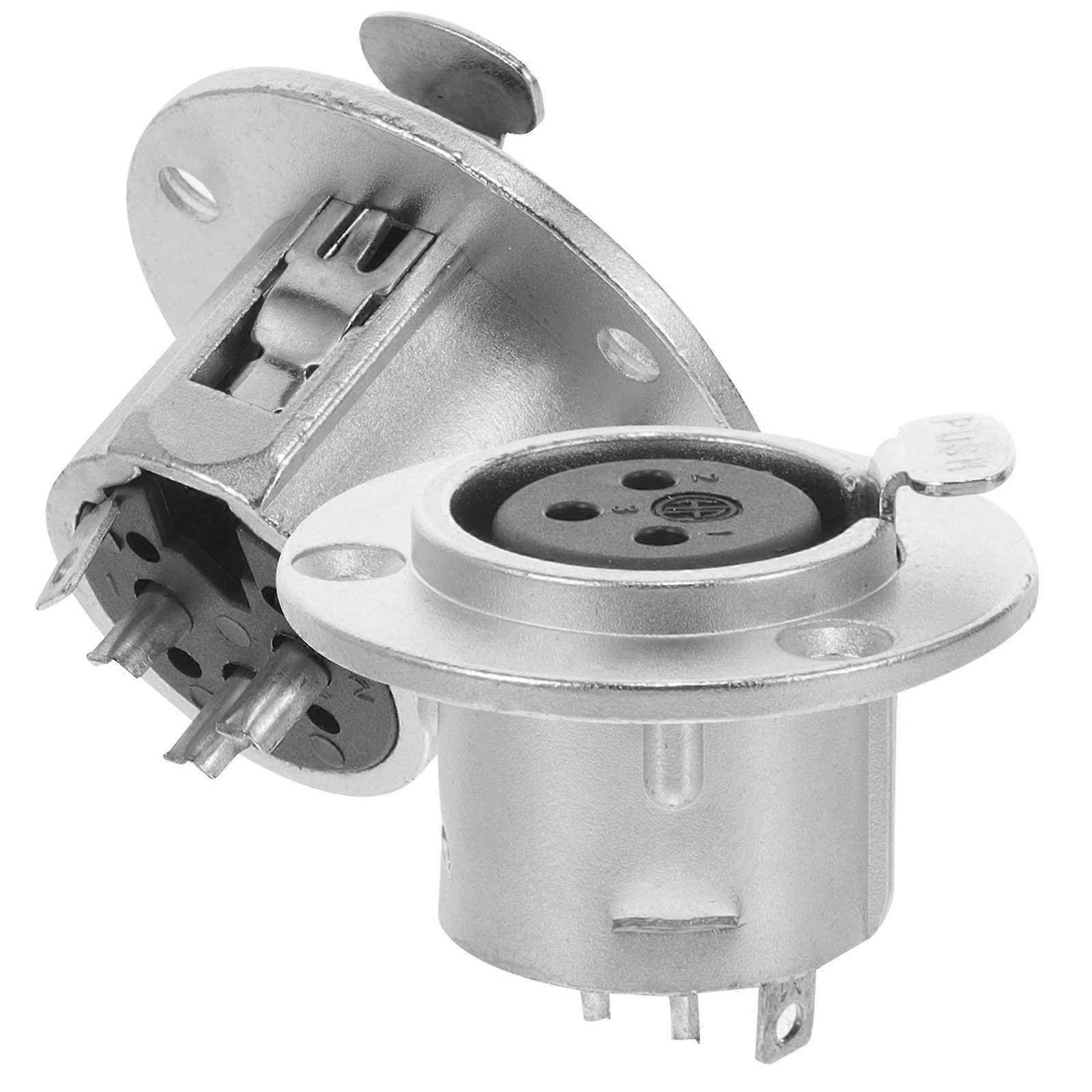 Audio Speaker Panel Adapter Microphone Plug Connector For Sound Systems Silver 3.60X3.00X3.00CM Patch Bay Compatibility 2Pcs