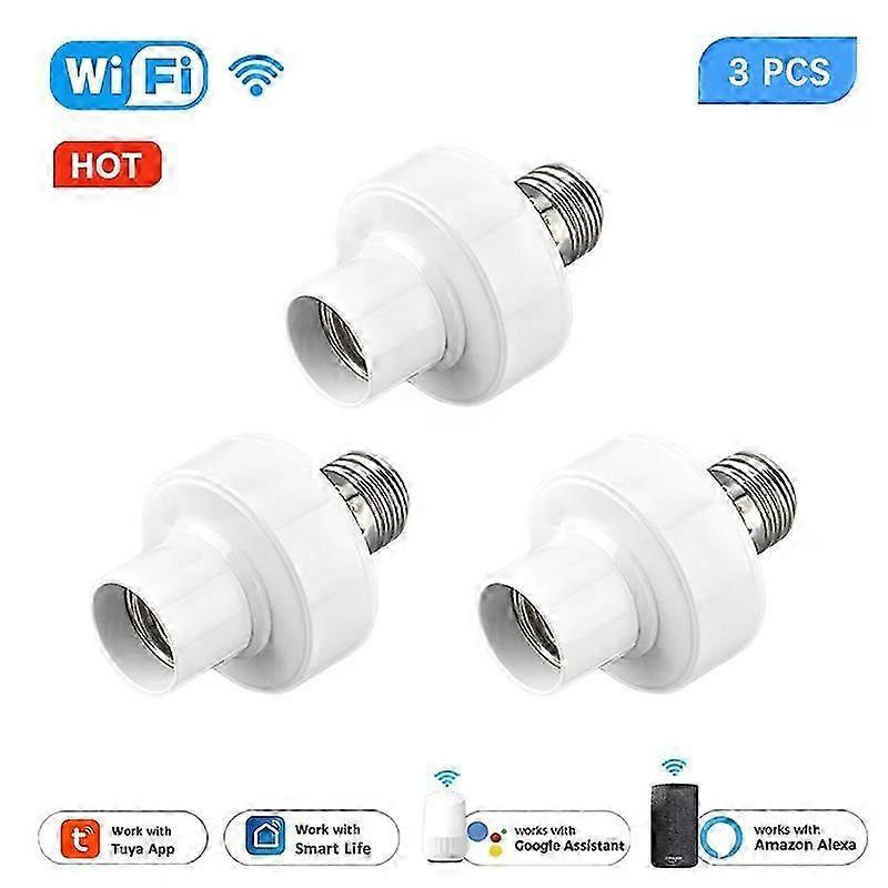 WiFi Smart Light Bulb Adapter Lamp Holder Base Compatible with E27/E26 - Voice Control with Alexa & Google Home, Smart Life/Tuya, 65-265V