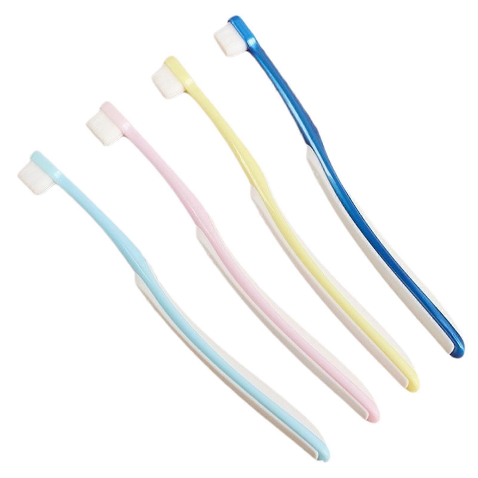 Cat Toothbrush – 4 x Soft Toothbrushes Soft Bristles, Toothbrush Set, Wide Head, Pet Oral Care Accessories for Daily Use, Home and Travel
