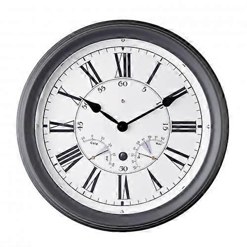 Hometime Grey Wall Clock With Sound Controlled LED Light Roman Dial 35.5cm