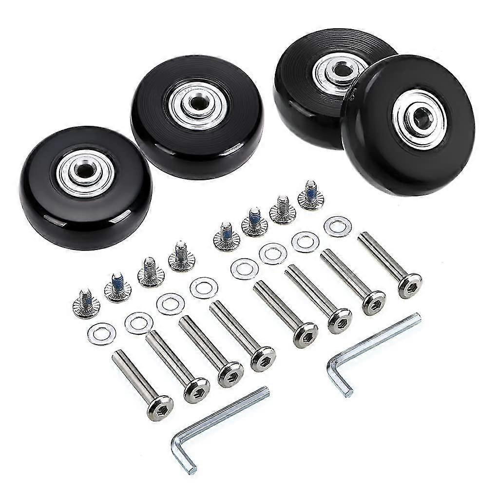 طقم من 4 عجلات حقائب مطاطية دوارة، 50 × 18 مم، أسود