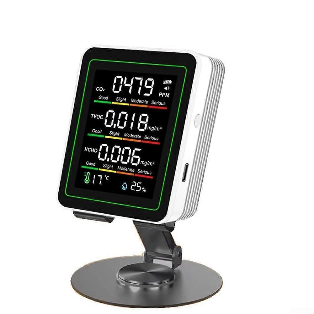 Carbon Dioxide Air Quality Monitor, 5in1 Temperature and Humidity Detector, White