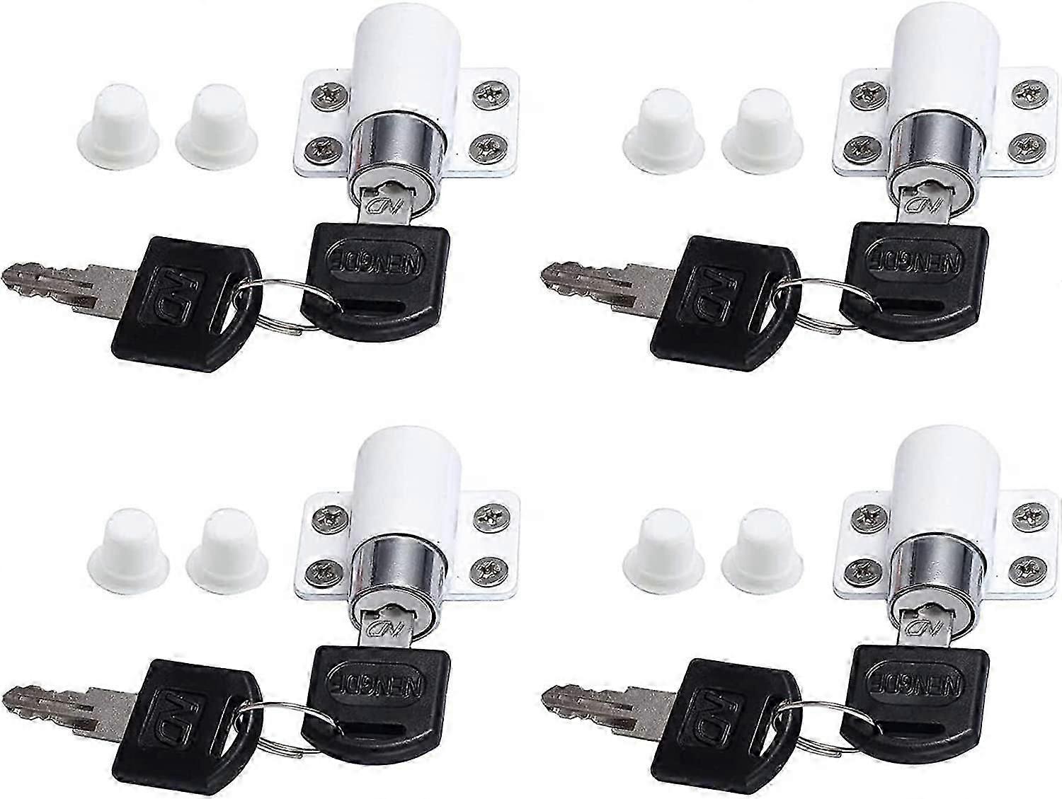 Pack Window Door Safety Lock with Key,Sliding Door Lock Anti-theft Limit Restrictor Locks,White