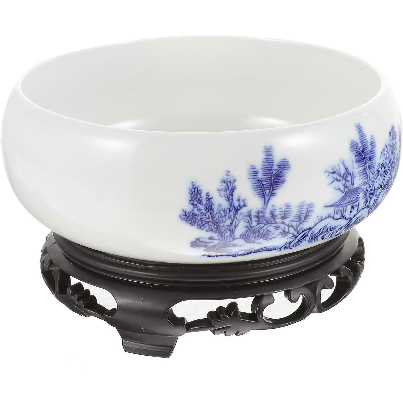 Ceramic Succulent Plant Pot with Base – Portable Indoor Planter for Herbs, Bonsai, and Decorative Tabletop Display