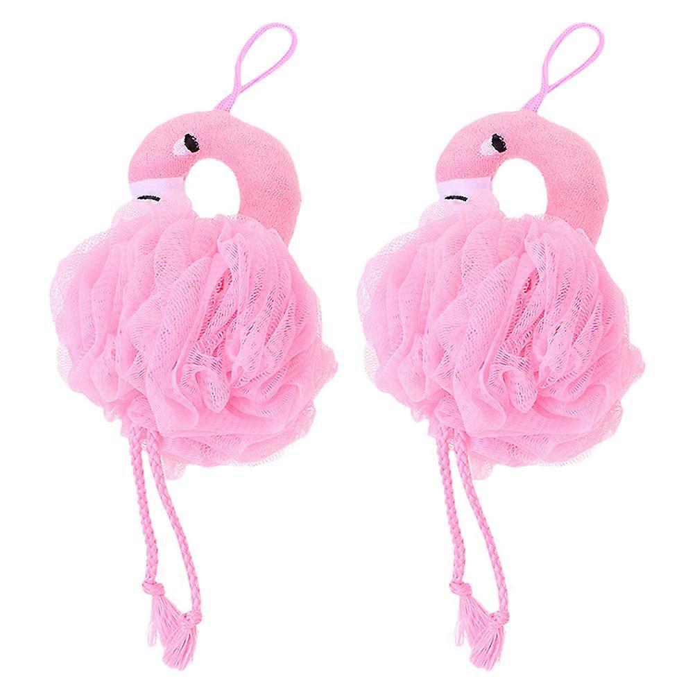 Flamingo Shower Ball Bath Scrubber for Deep Exfoliation Pink PE Material for Bath Use 2 Pieces