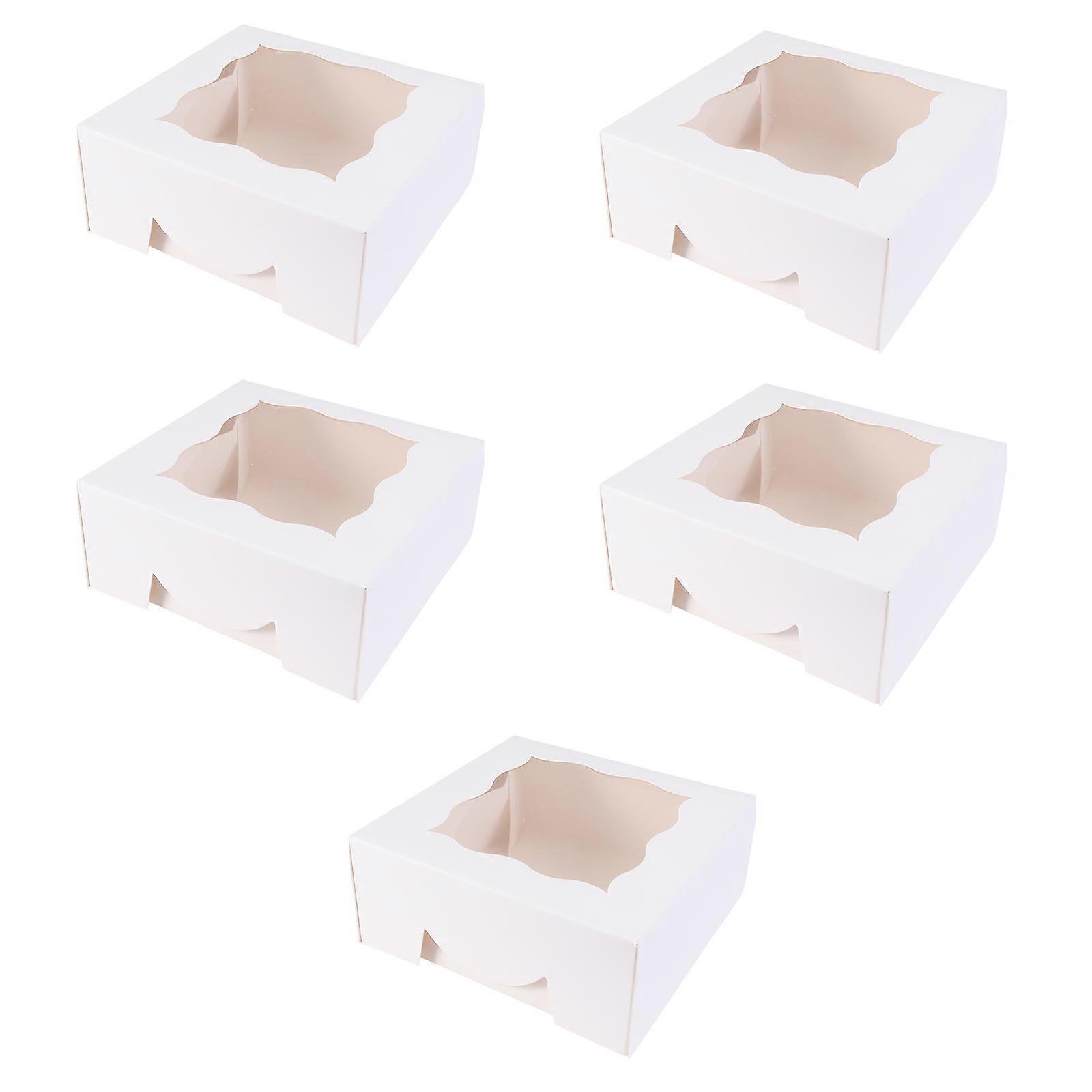 White Paper Cake Box with Window Design for Wrapping Perfect for Bakery and Home Kitchen Use 5 Pieces