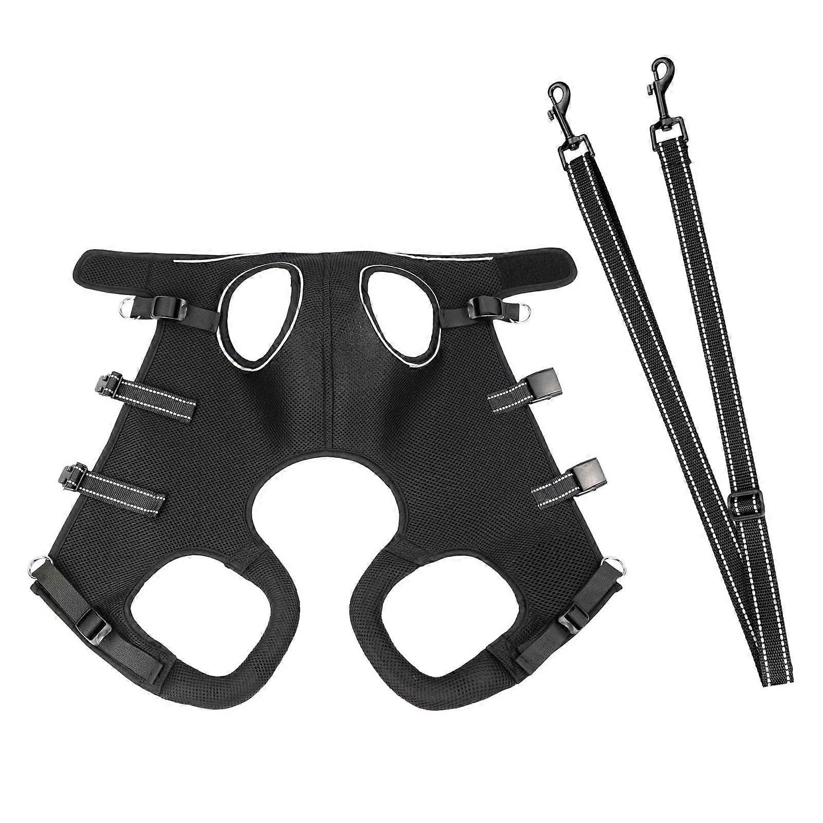 Senior Dog Support Harness - Breathable Adjustable L Supportive Sling for Older Dogs, Black, Size L