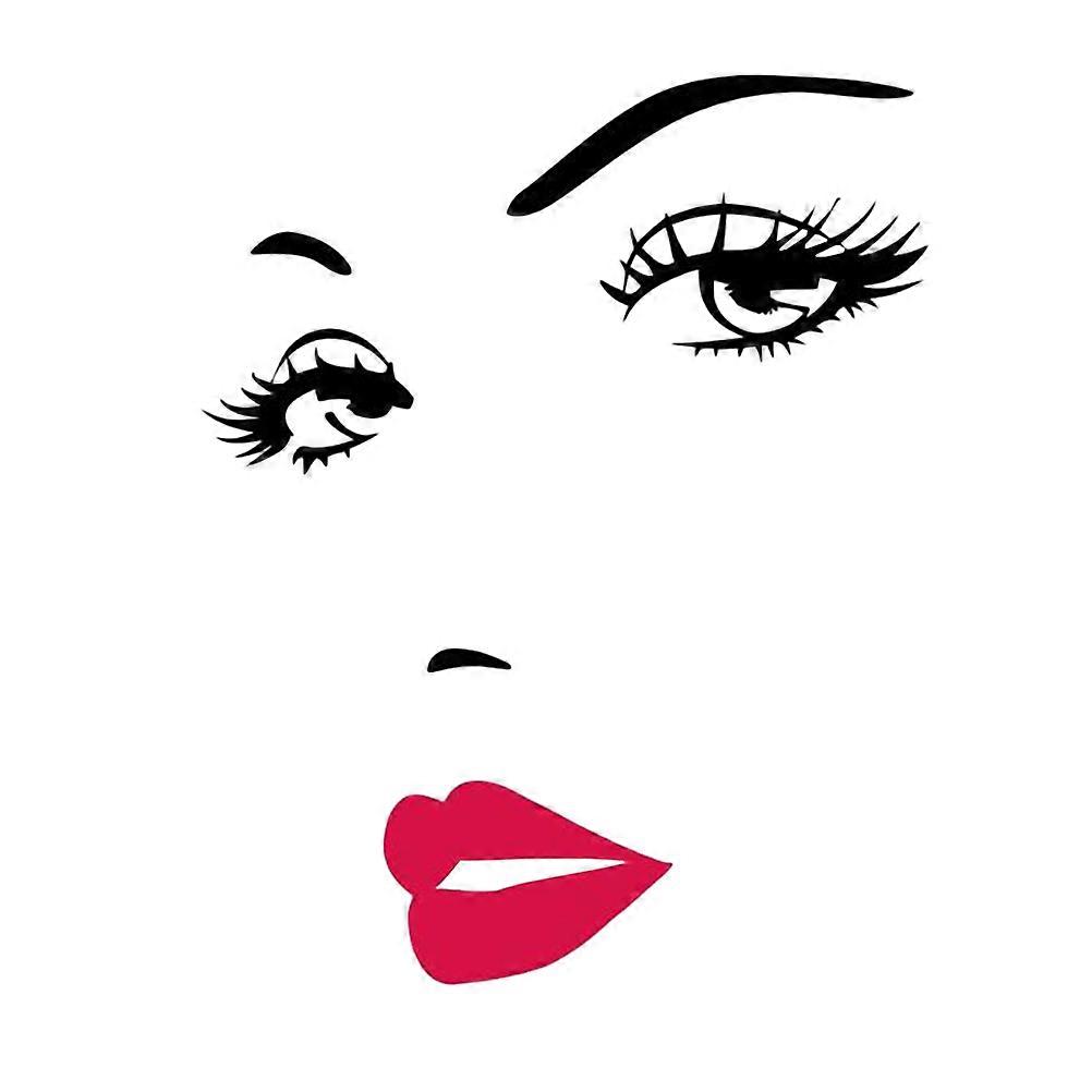 Wall Decals Black Rose Red Lips Shape Waterproof Removable 1Set