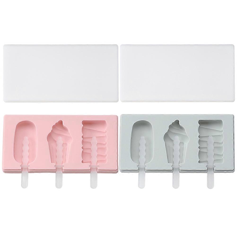 Ice Cream Mold Silicone Popsicle Mold for DIY Use 2Pcs Assorted