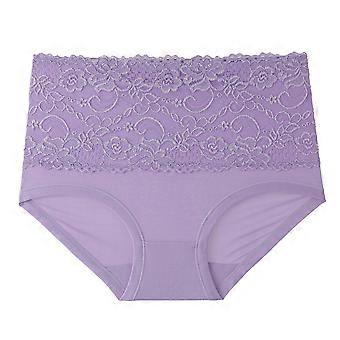 Bragas de encaje de algodón de cintura alta para mujeres Bragas de mujer suaves y transpirables Bragas de cobertura completa Bragas elásticas Morado XL