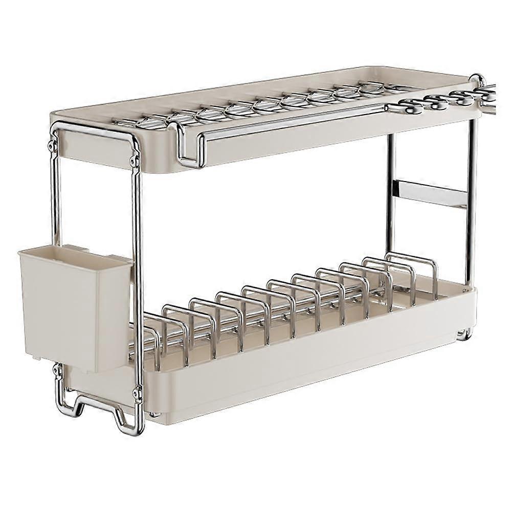Stainless steel dish rack, countertop storage organizer for kitchenware, draining basket spacesaving sink accessory. Ref: 6891