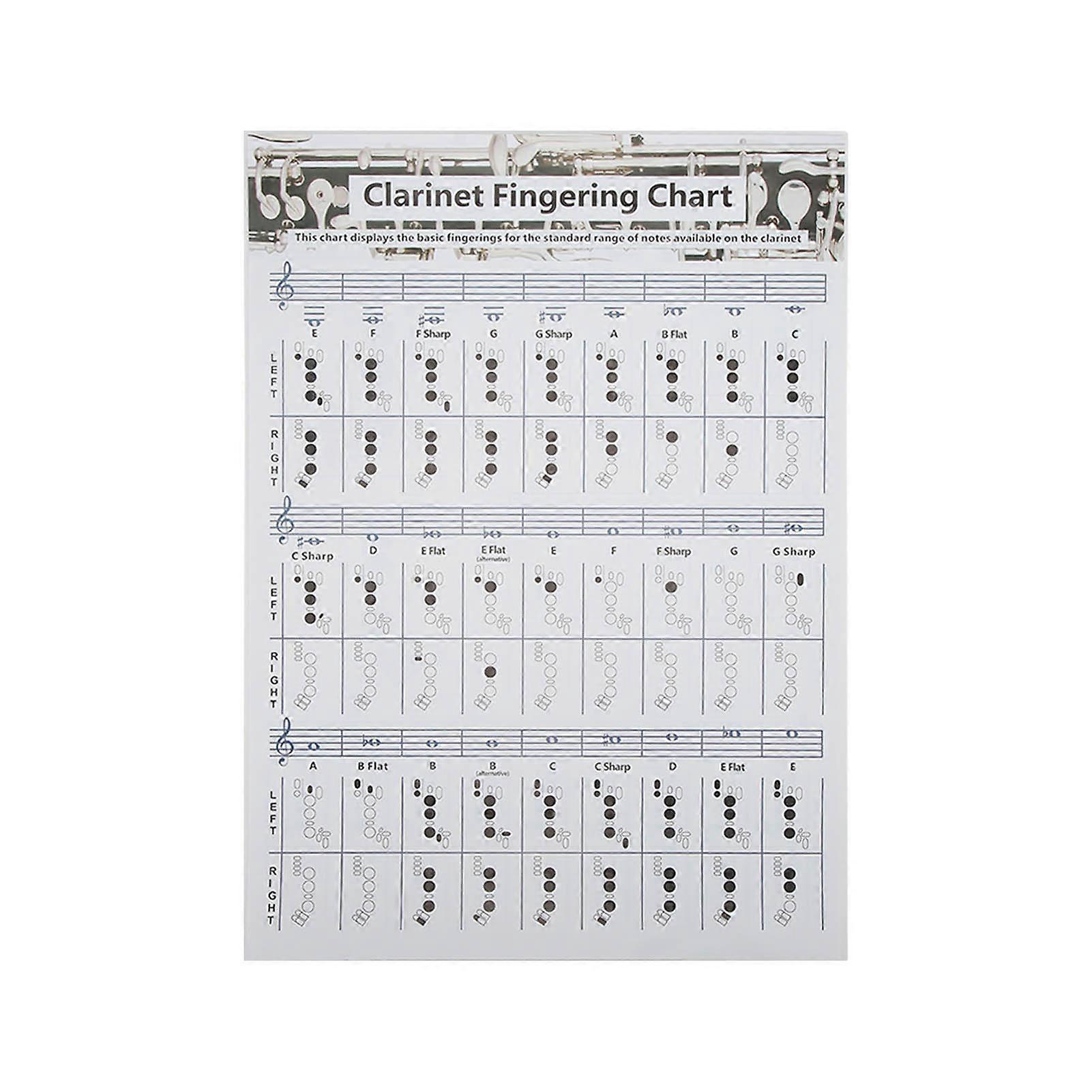 Clarinet Fingering Chart Clarionet Chords Poster Training Chart Musical Instrument Accessories for BeginnersL 56cm