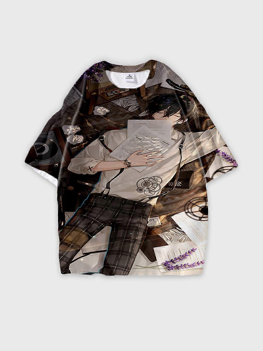 T-shirt round neck Role Pattern loose short sleeve E1938