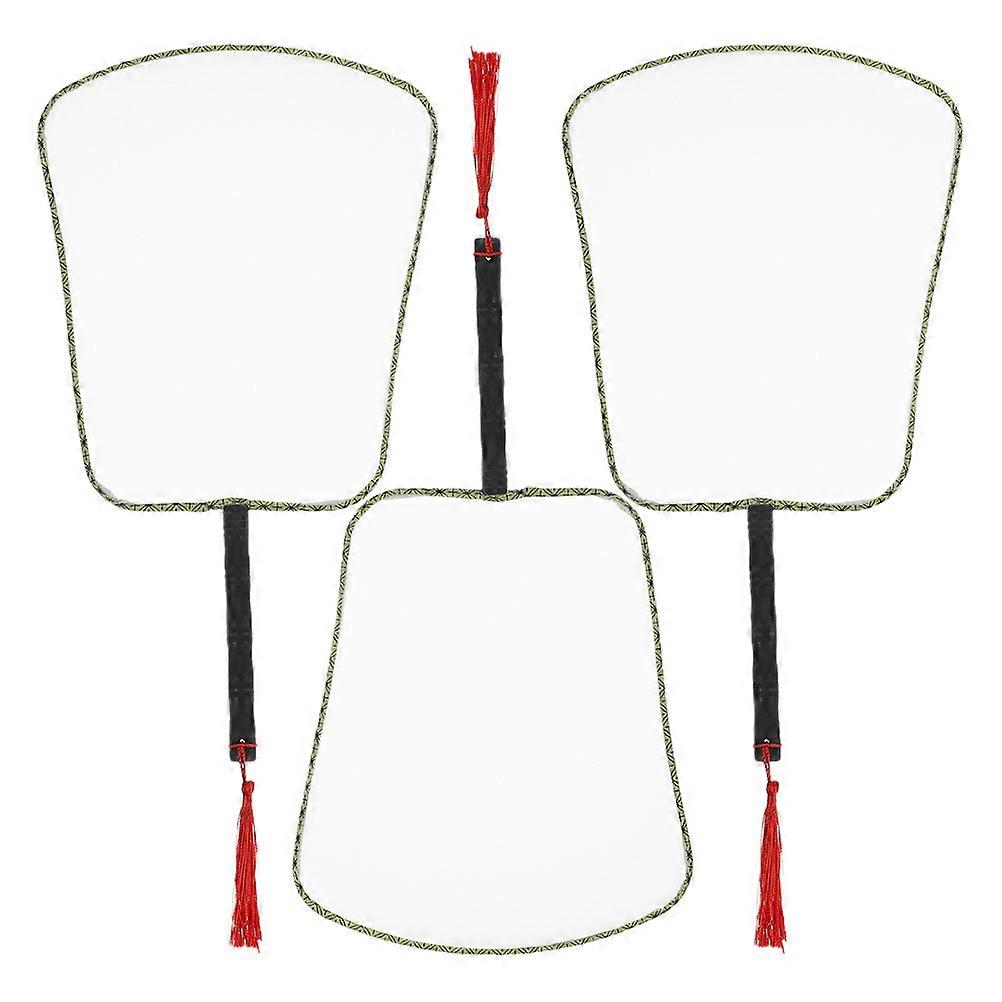 Banana Leaf Shaped White Handheld Fan For Summer Parties And Craft Projects With Iron And Wood 3Pcs