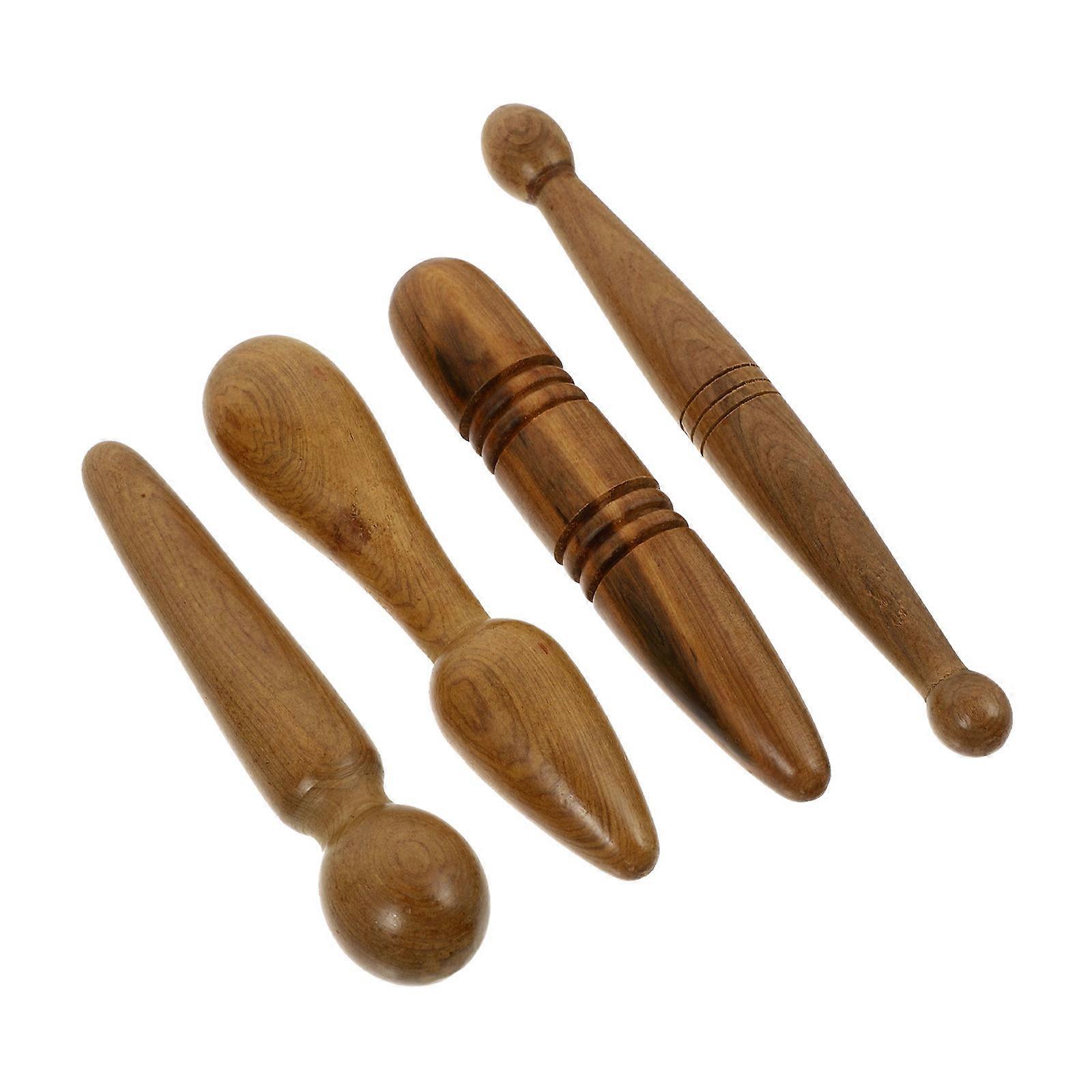 Manual Massager Stick For Promoting Circulation Brown Ideal For Relaxation 4Pcs