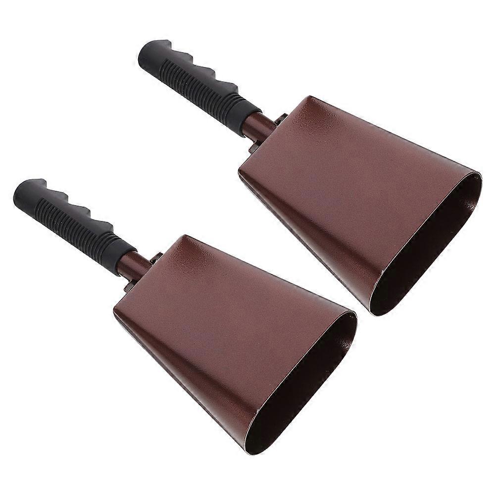 Brown Iron Cowbell for Drum Set with Long Handle 2pcs 2.5 Inch