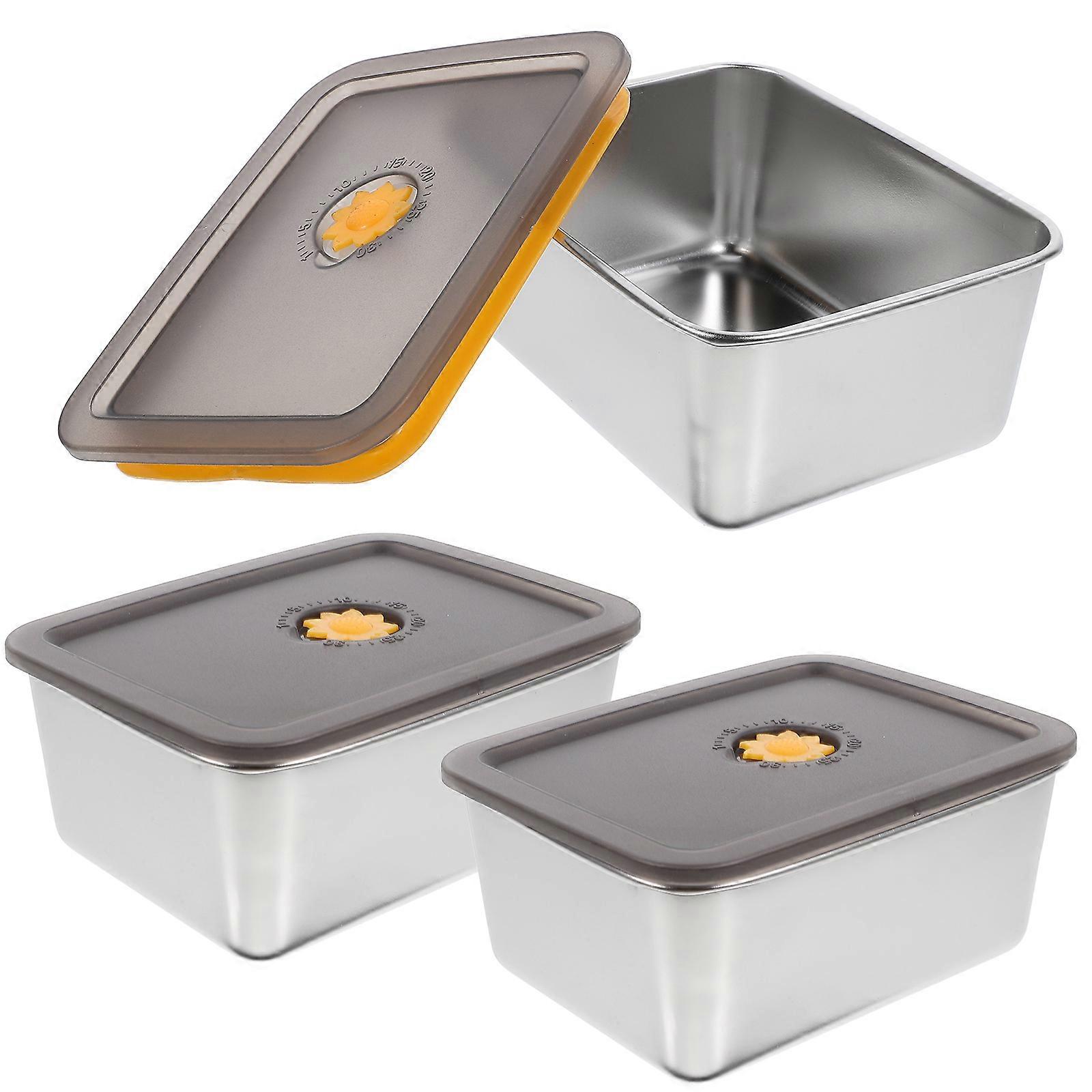 Stainless Steel Food Sealing Box for Storage Use with Assorted Color and Design 3pcs