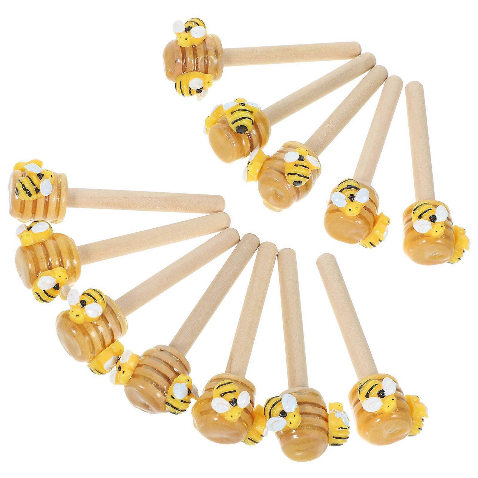 12pcs Honey Dipper with Fake Honey and Bee Decor for Table Centerpiece and Bee Festival Tiered Tray Decor