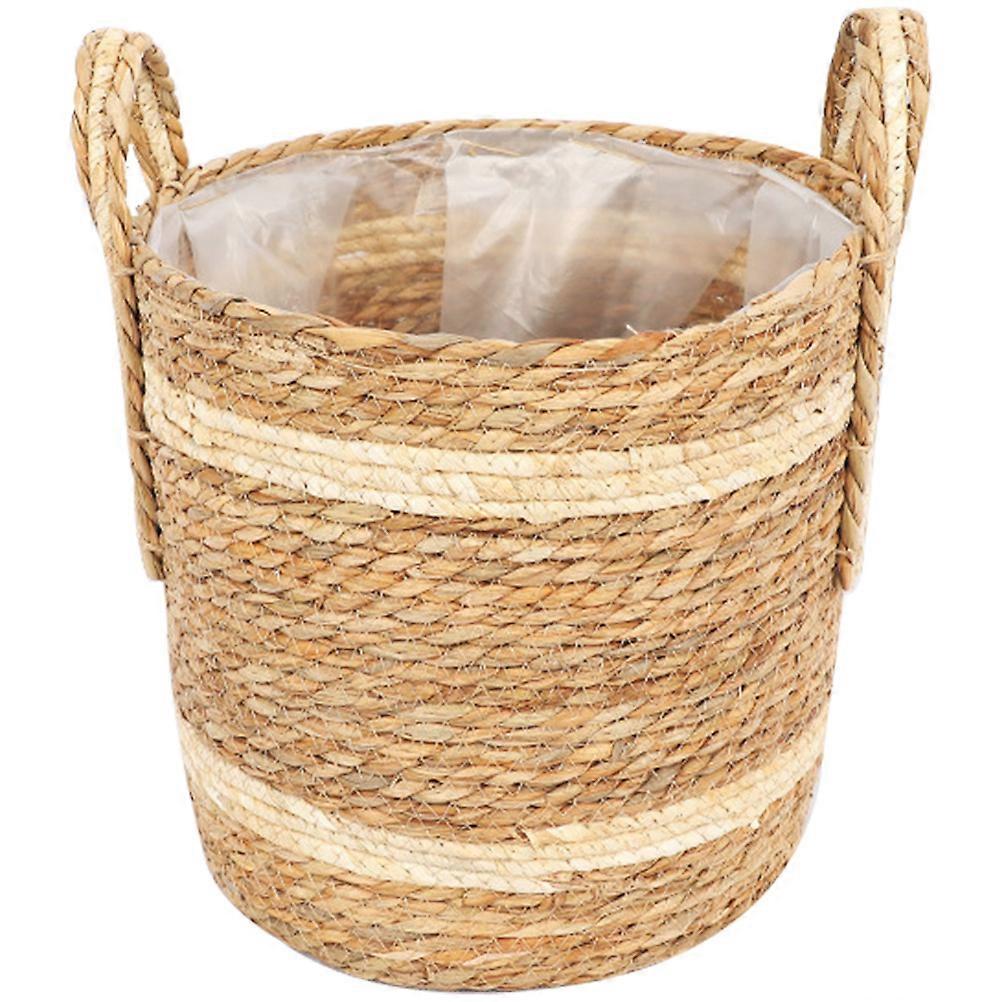 Decorative Woven Basket With Handle For Outdoor Activities Plant Display Modern Simple Style 1Set