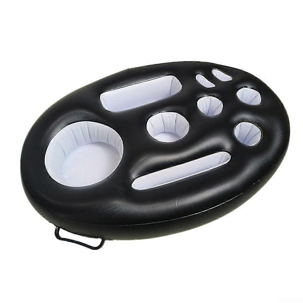 Inflatable Drink Holder for Swimming Pool, Floating Bar Tray with 9 Storage Compartments for Drinks, Beach Pool Party Accessories, Black