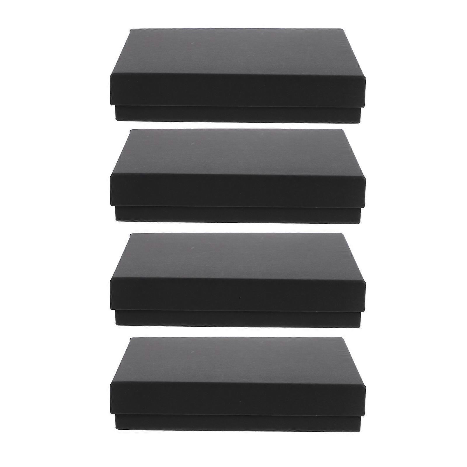 Present Packaging Boxes 4Pcs Rectangle Cardboard Gift Storage Holder Black Durable Simple Elegant Design 19.5X14.5CM