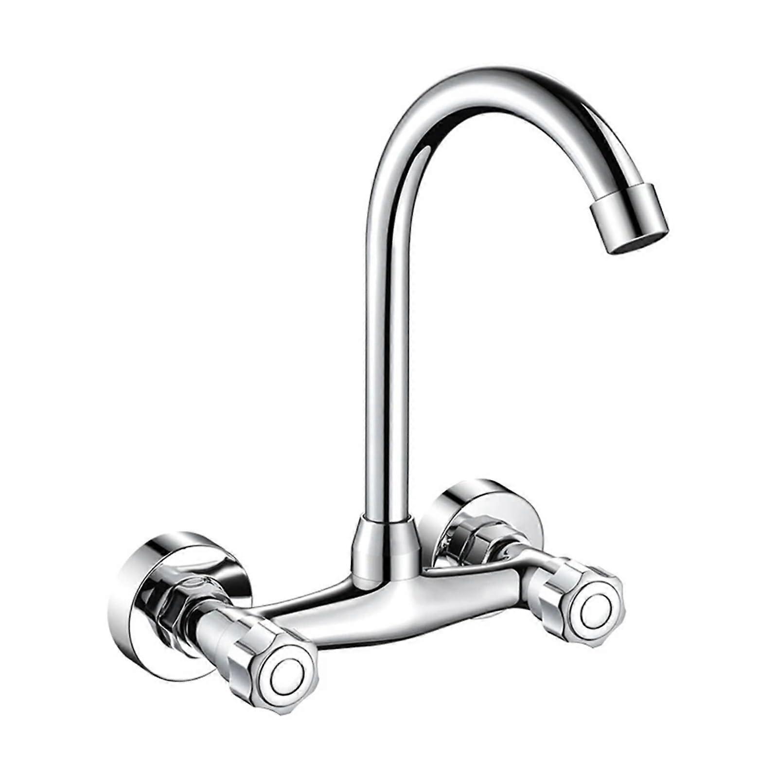 Kitchen Tap Single Lever Mixer Tap 360° Rotatable Cold and Hot with Double Hole Wall Mounted Sink Single Lever Mixer Tap