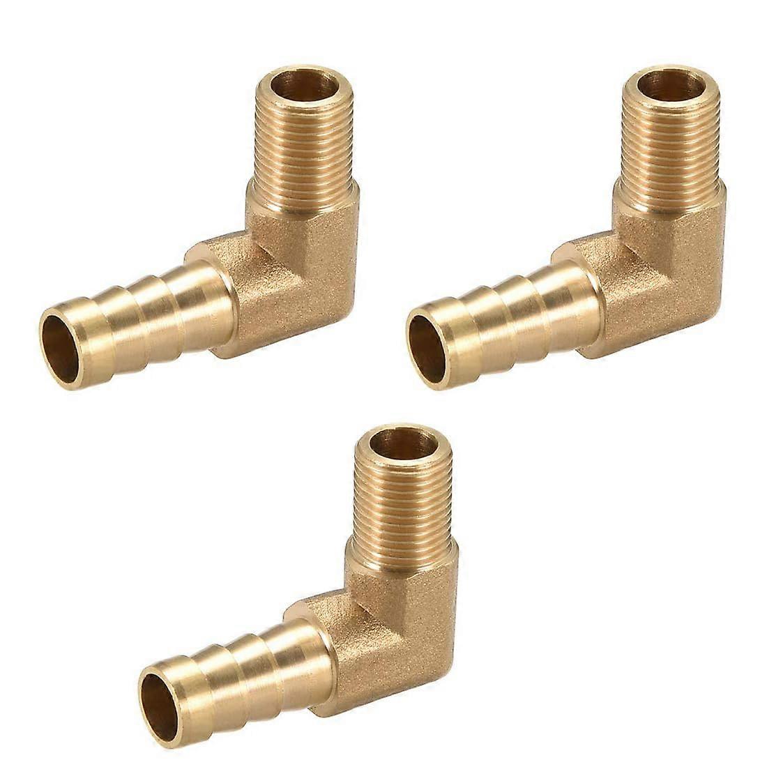 Brass Hose Fitting 90 Degree Elbow Connector, 8mm to G1/8 Male Pipe Adapter, 3-Pack, Durable and Compatible