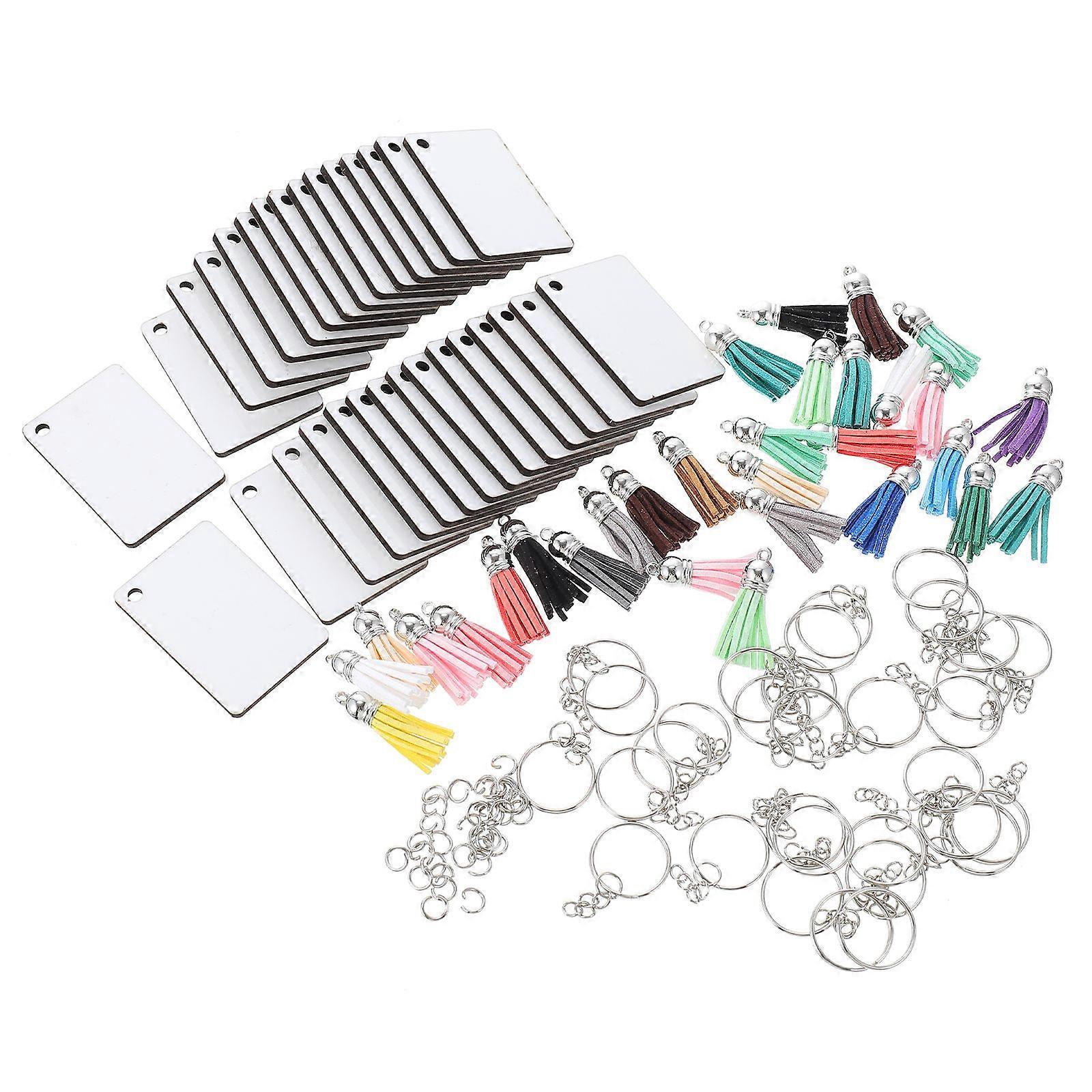 Keyring Tassles For DIY Makers Rectangle Shape Key Chain Decor 0.3X3.9X6CM Heat Transfer Printing 1 Set