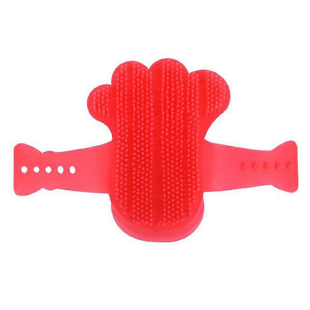 Pet Bath Brush for Dogs with Adjustable Band Made of Durable Plastic Red Color Simple Practical 6.5 inches