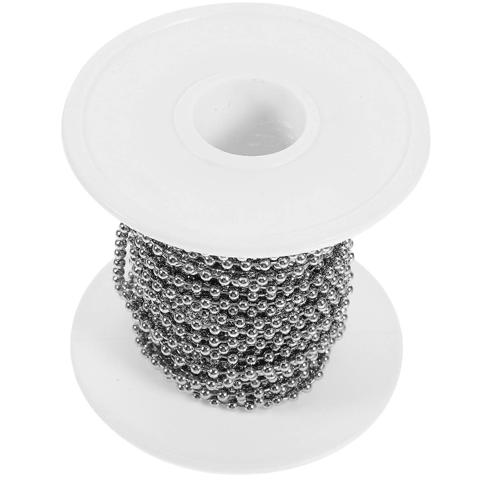 1 Roll Stainless Steel Bead Chain for DIY Handicraft 2.4MM Diameter Adjustable Silver