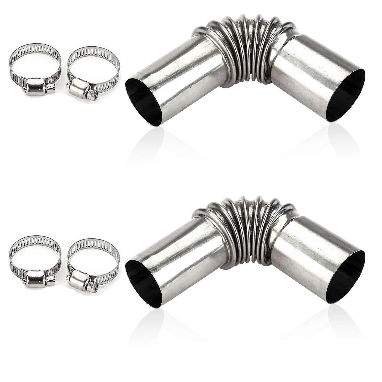Stainless Steel Exhaust Pipe Angle Connector with 4 Clips